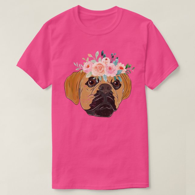 Blume Kronhundebesitzer Blumenhunde Zucht Puggle T-Shirt (Design vorne)
