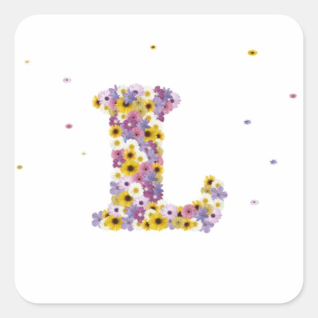 BLUME L QUADRATISCHER AUFKLEBER (Vorderseite)