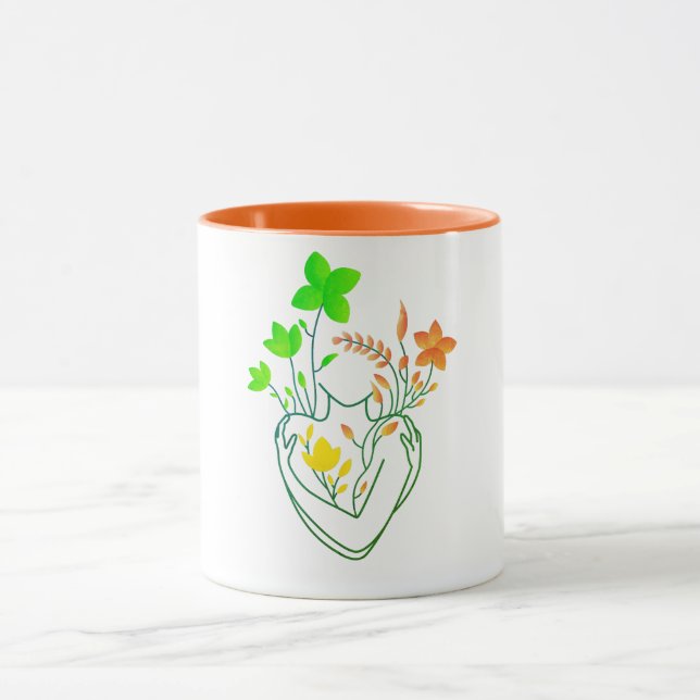 Blume Lady - Retro Orange Edition Tasse (Zentrum)
