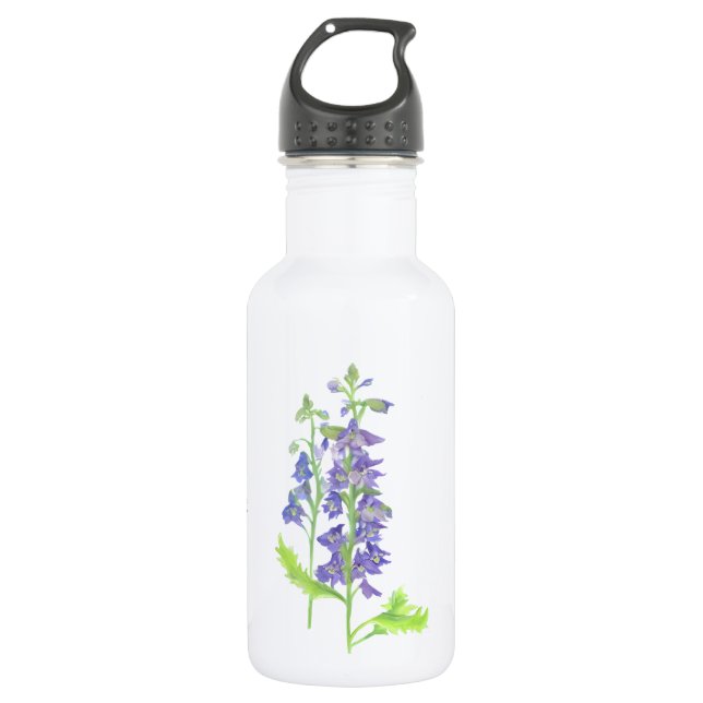 Blume Larkspur Edelstahlflasche (Vorderseite)