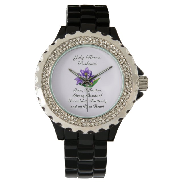 Blume Larkspur Kunst, Dichtung und Musik Armbanduhr (Vorderseite)