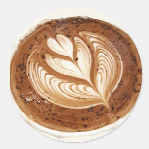 Blume latte Kaffeekunst Runder Aufkleber