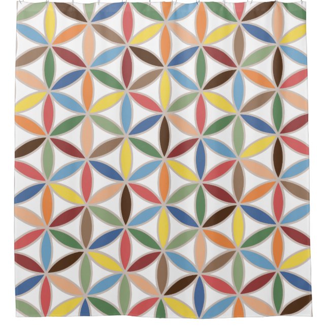 Blume Leben-des Retro Farbmusters Duschvorhang (Vorderseite)
