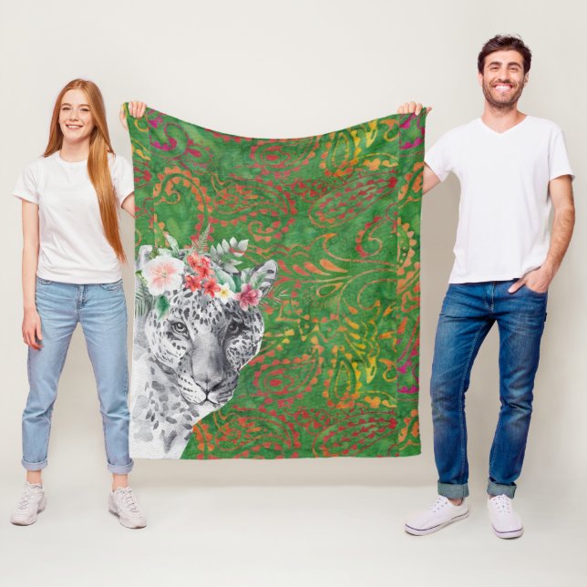 Blume Leopard Jungle Batik Fleecedecke (Beispiel)