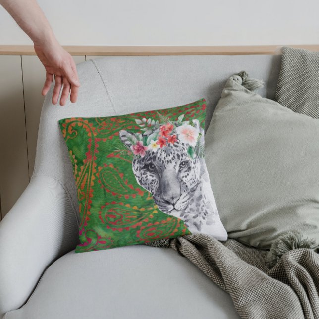 Blume Leopard Jungle Batik Kissen (Von Creator hochgeladen)