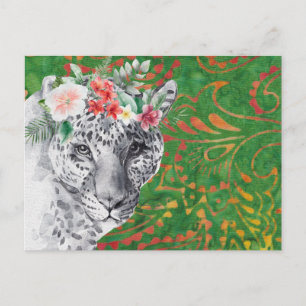 Blume Leopard Jungle Batik Postkarte