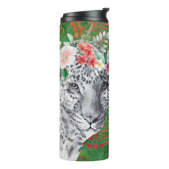 Blume Leopard Jungle Batik Thermosbecher (Nach links gedreht)