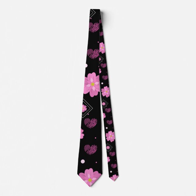 Blume Liebe Valentine Muster Krawatte (Vorderseite)