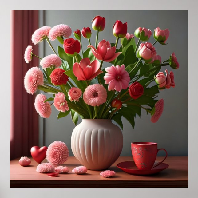 Blume Liebe Valentinstag Bouquets rosa Poster (Vorne)