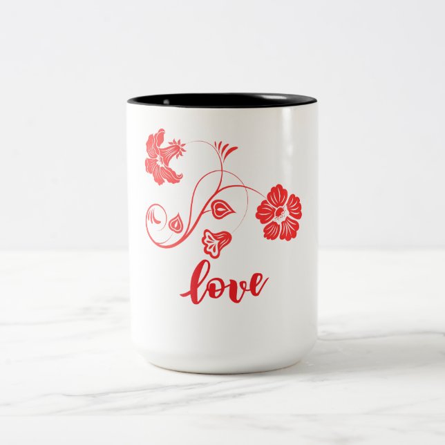 Blume Liebe Zweifarbige Tasse (Mittel)