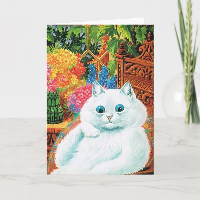 Blume liebt Katze, Louis Wain Karte (Vorderseite)