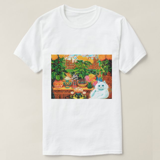 Blume liebt Katze, Louis Wain T-Shirt (Design vorne)