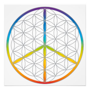 Blume Life Design Peace + Liebe Symbol Rainbow Fotodruck
