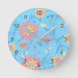 Blume Light Blue Wall Clock Runde Wanduhr