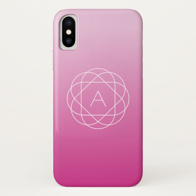 Blume-like Geometric Monogram | Pink Shaded Ombre Case-Mate iPhone Hülle (Rückseite)