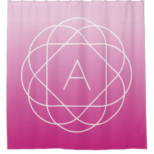 Blume-like Geometric Monogram   Pink Shaded Ombre Duschvorhang