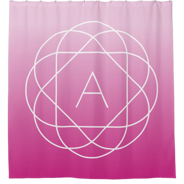 Blume-like Geometric Monogram | Pink Shaded Ombre Duschvorhang (Vorderseite)