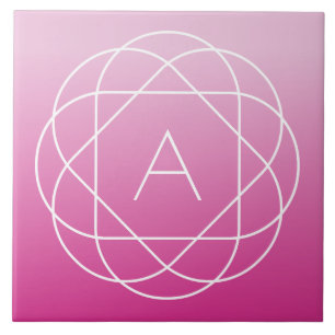 Blume-like Geometric Monogram   Pink Shaded Ombre Fliese