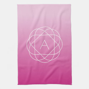Blume-like Geometric Monogram   Pink Shaded Ombre Geschirrtuch