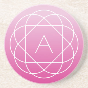 Blume-like Geometric Monogram   Pink Shaded Ombre Getränkeuntersetzer