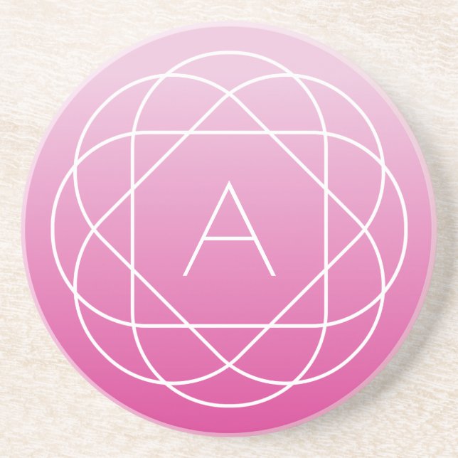 Blume-like Geometric Monogram | Pink Shaded Ombre Getränkeuntersetzer (Vorne)