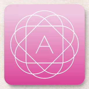 Blume-like Geometric Monogram   Pink Shaded Ombre Getränkeuntersetzer