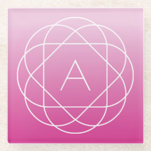 Blume-like Geometric Monogram   Pink Shaded Ombre Glasuntersetzer