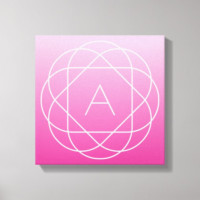 Blume-like Geometric Monogram | Pink Shaded Ombre Leinwanddruck (Vorderseite)