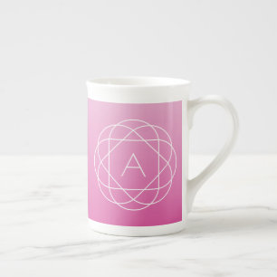 Blume-like Geometric Monogram   Pink Shaded Ombre Prozellantasse