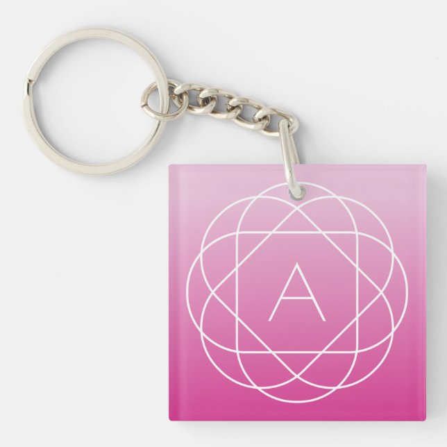 Blume-like Geometric Monogram | Pink Shaded Ombre Schlüsselanhänger (Vorderseite)