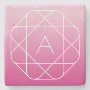 Blume-like Geometric Monogram   Pink Shaded Ombre Steinuntersetzer