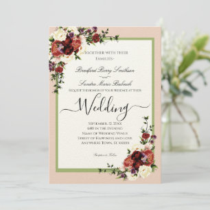 Blume lila Fall Terracotta Cream Burgundy Inv Einladung