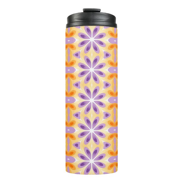 Blume Lila Gelborange Thermosbecher (Vorderseite)