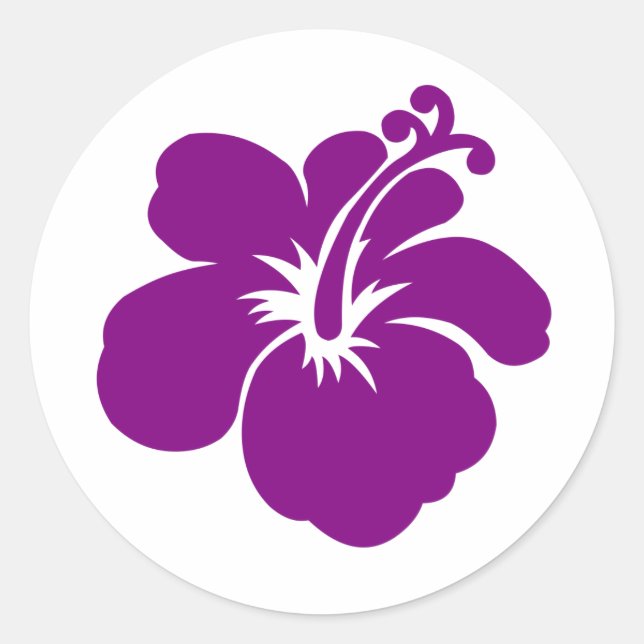 Blume lila Hibisken Runder Aufkleber (Vorderseite)