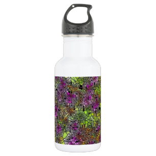 Blume lila/rosa Kunstdesign Edelstahlflasche