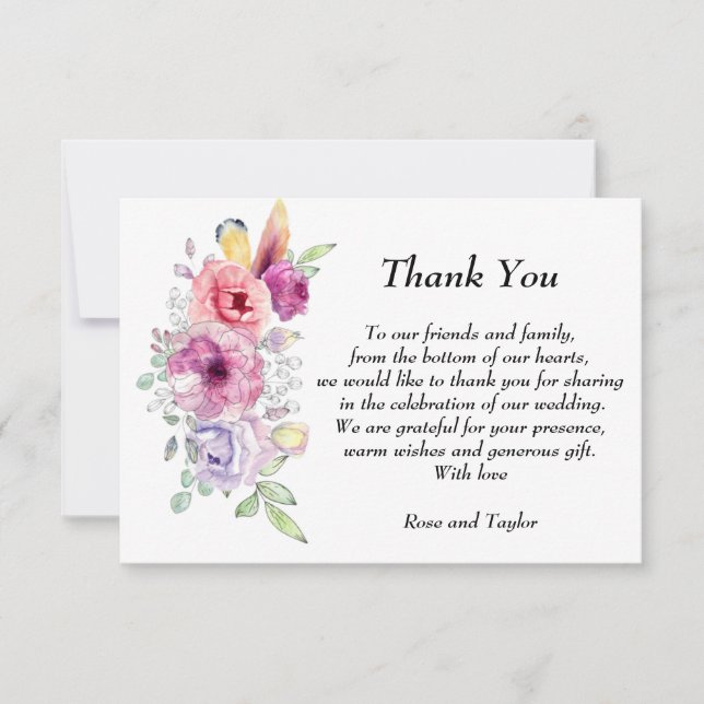 Blume. Lila, violette und rosa Blume Dankeskarte (Vorderseite)