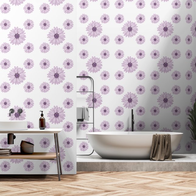 Blume Lila Wasserfarbe Tapete (Badezimmer)
