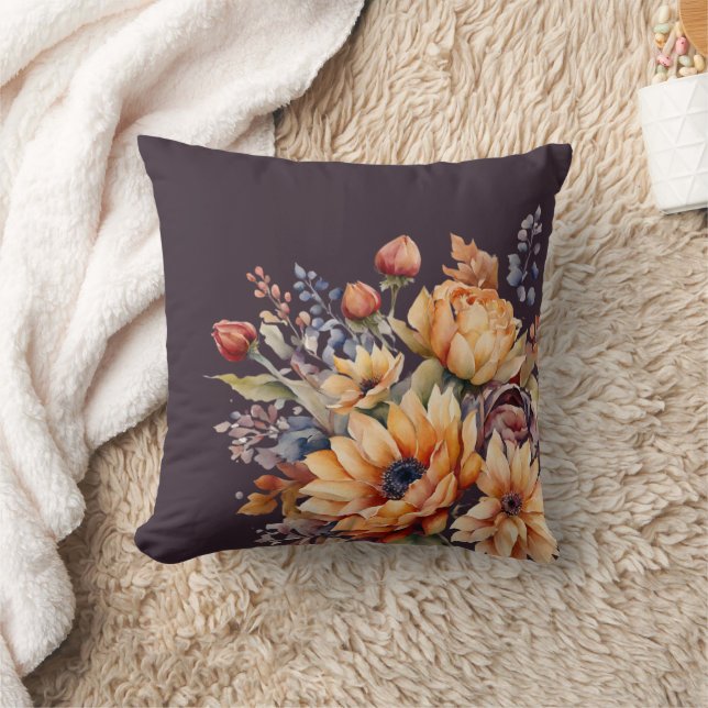 Blume-Lila-wirbelkissen für Wasserfarbenfall Kissen (Decke)