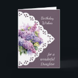 Blume Lilac Bouquet Daughter Geburtstagskarte Karte<br><div class="desc">Vintage Lilac Blume Bouquet für Ihre Tochter Geburtstag im Vers beinhaltet Mai Sie mit Gottes Liebe und Freude an Ihrem besonderen Tag und jeden Tag duscht werden</div>