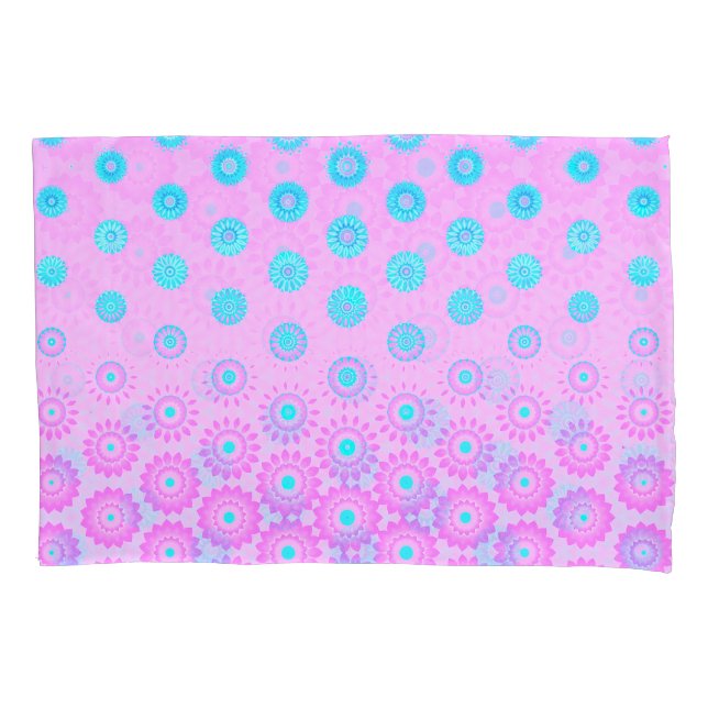 Blume Lilac, Sky Blue und Pink Kissenbezug (Vorderseite)