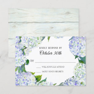 Blume Lilac White Hydrangea w Wood UAWG Wedding Einladung