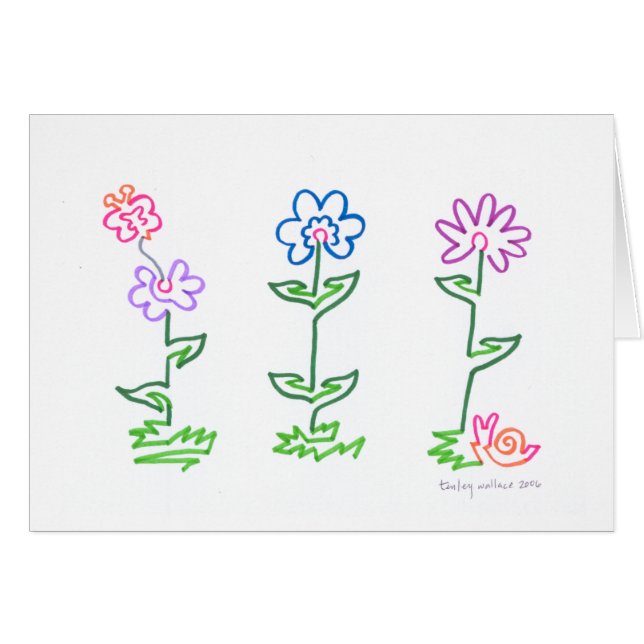 Blume Line Art Card (Vorderseite (Horizontal))