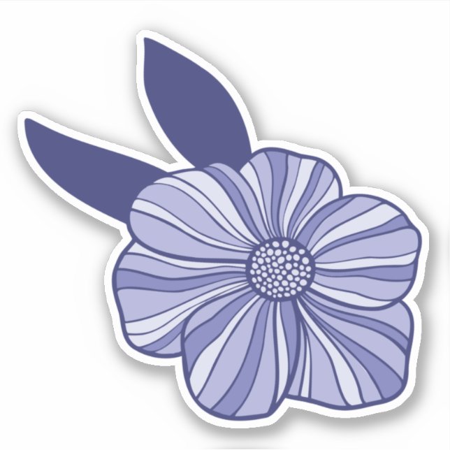 Blume, Line Art Sticker (Vorderseite)