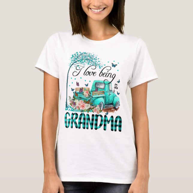 Blume LKW I Liebe Oma Butterfly Art Mo T-Shirt (Vorderseite)