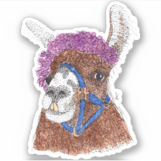 Blume Llama Aufkleber