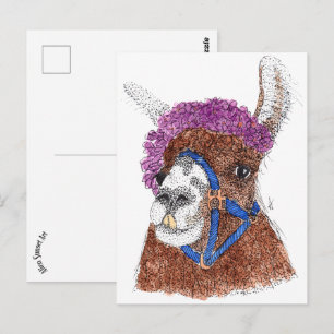 Blume Llama Postkarte