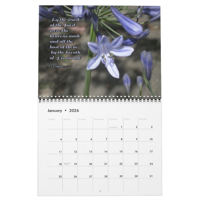 Blume Lob Psalmen Inspirationsmauer Kalender (Jan 2026)