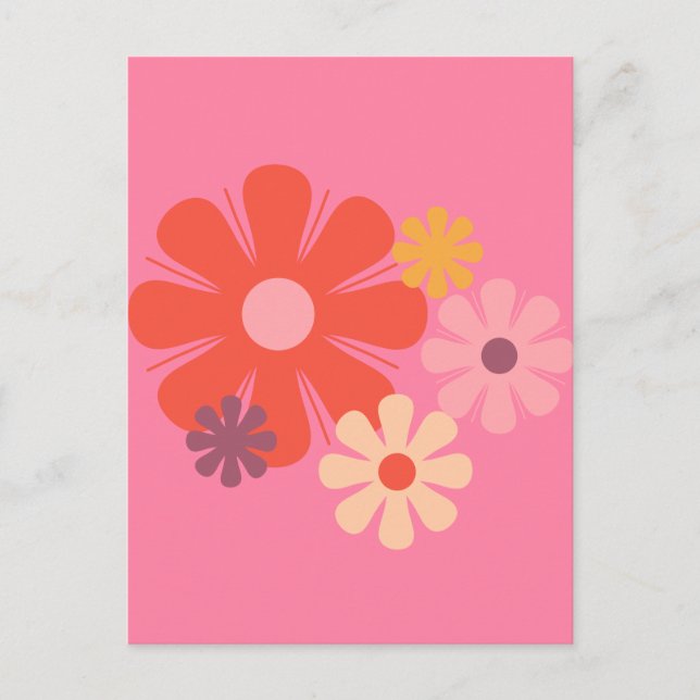 Blume Locus Retro Minimalistisches Blumenmuster Ro Postkarte (Vorderseite)