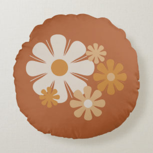 Blume Locus Retro Minimalistisches Blumenmuster Rundes Kissen