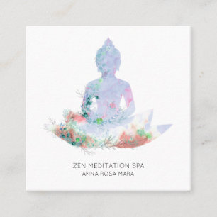*~* Blume Lotus Buddha Meditation QR AP33 Quadratische Visitenkarte